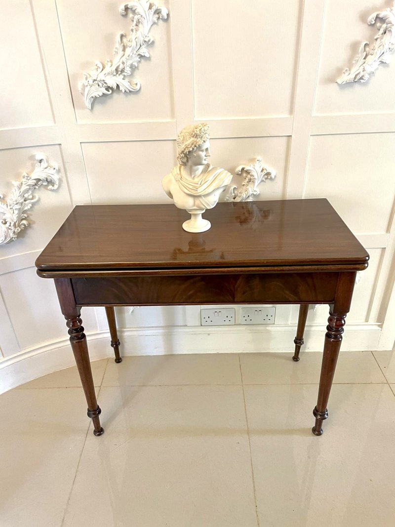 Antique George III Quality Mahogany Fold Over Tea/Side Table - Image 10